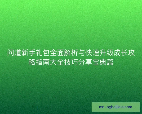 问道新手礼包全面解析与快速升级成长攻略指南大全技巧分享宝典篇