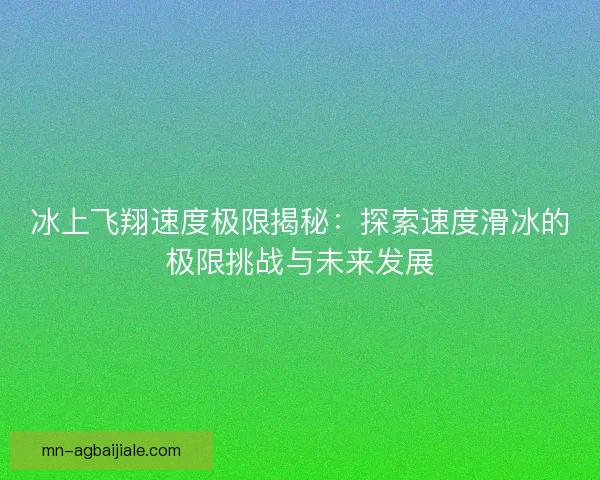 冰上飞翔速度极限揭秘：探索速度滑冰的极限挑战与未来发展