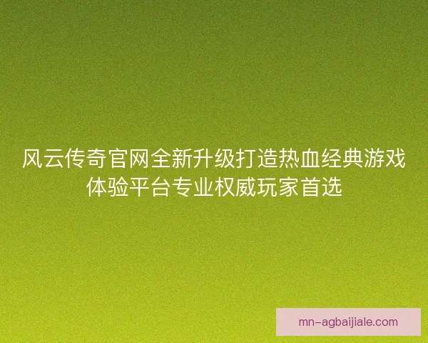 风云传奇官网全新升级打造热血经典游戏体验平台专业权威玩家首选