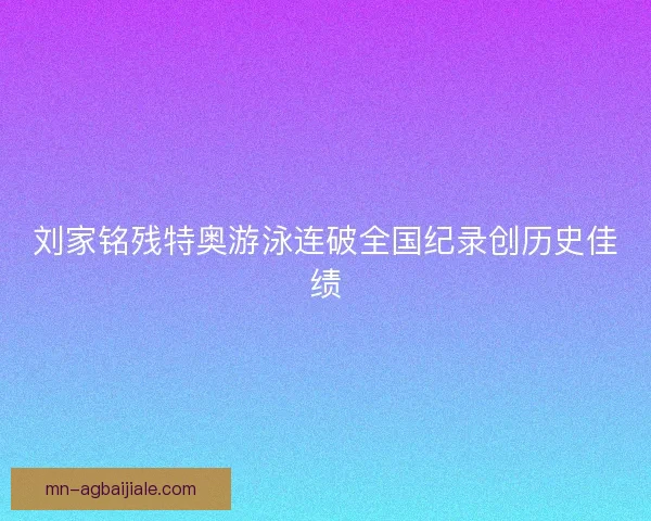 刘家铭残特奥游泳连破全国纪录创历史佳绩